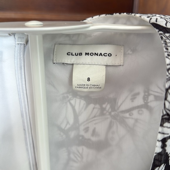 Club Monaco Black and White Tiered Flutter Sleeve V-Neck Midi Dress- worn 4x - Picture 3 of 5